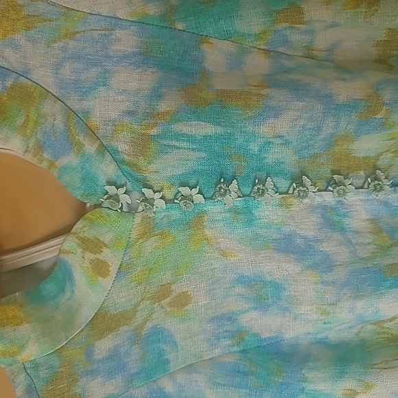 Zimmermann High Tide Buttoned mini dress sz 1 Aqua Ikat Floral - Picture 8 of 13